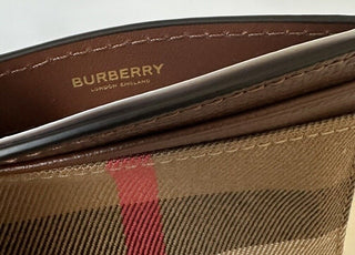 Burberry Vintage Check Archive Beige/Brown Leather Card Case 80731421 NWT $260