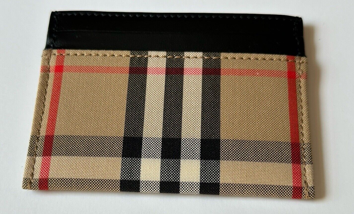 Burberry Vintage Check Archive Beige/Black Leather Card Case 8075442 IT NWT $230