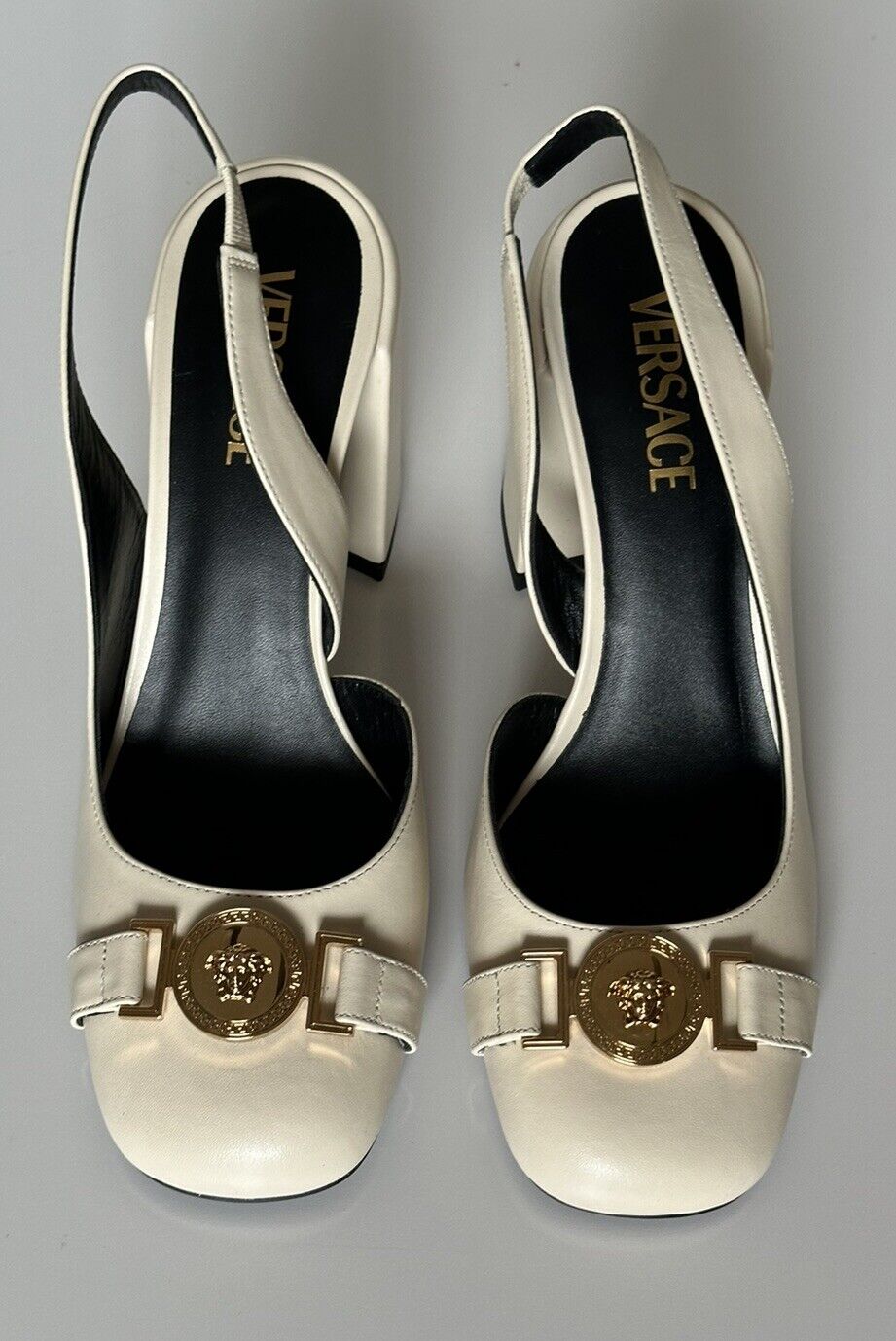 Versace Medusa Head Sling Back Calf Leather Shoes 9 US (39) 1014618 IT NIB $900