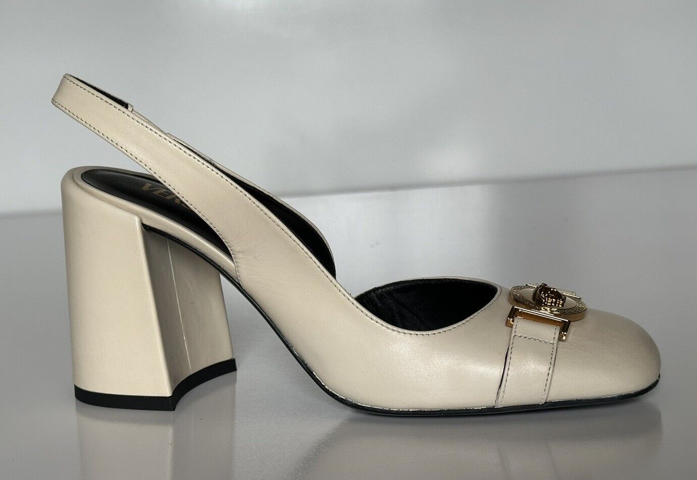 Versace Medusa Head Sling Back Calf Leather Shoes 9 US (39) 1014618 IT NIB $900