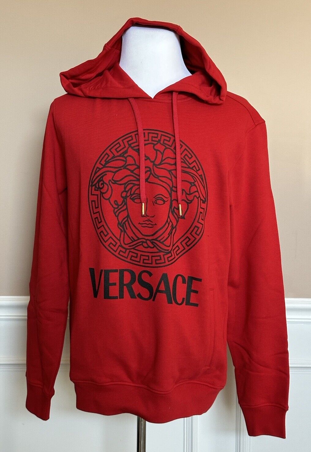 Versace Medusa Print Red Cotton Sweatshirt with Hoodie XL 1011853 NWT $900