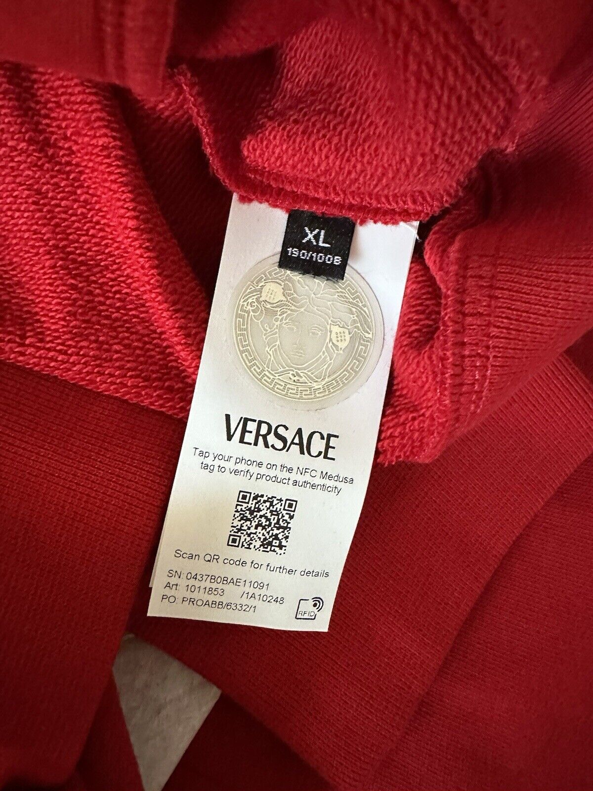 Versace Medusa Print Red Cotton Sweatshirt with Hoodie XL 1011853 NWT $900