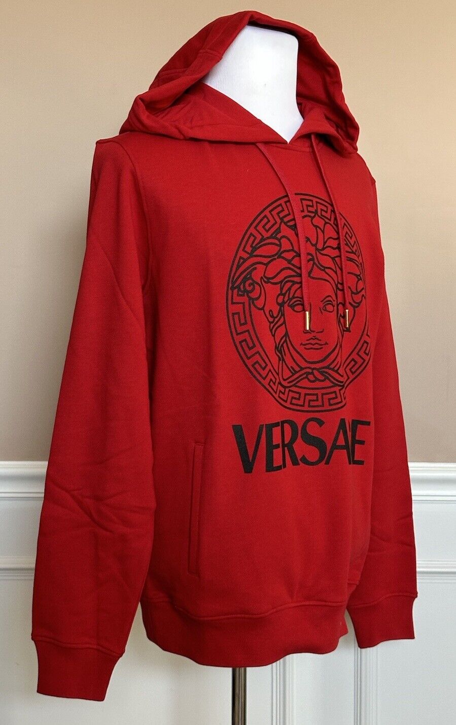 Versace Medusa Print Red Cotton Sweatshirt with Hoodie XL 1011853 NWT $900