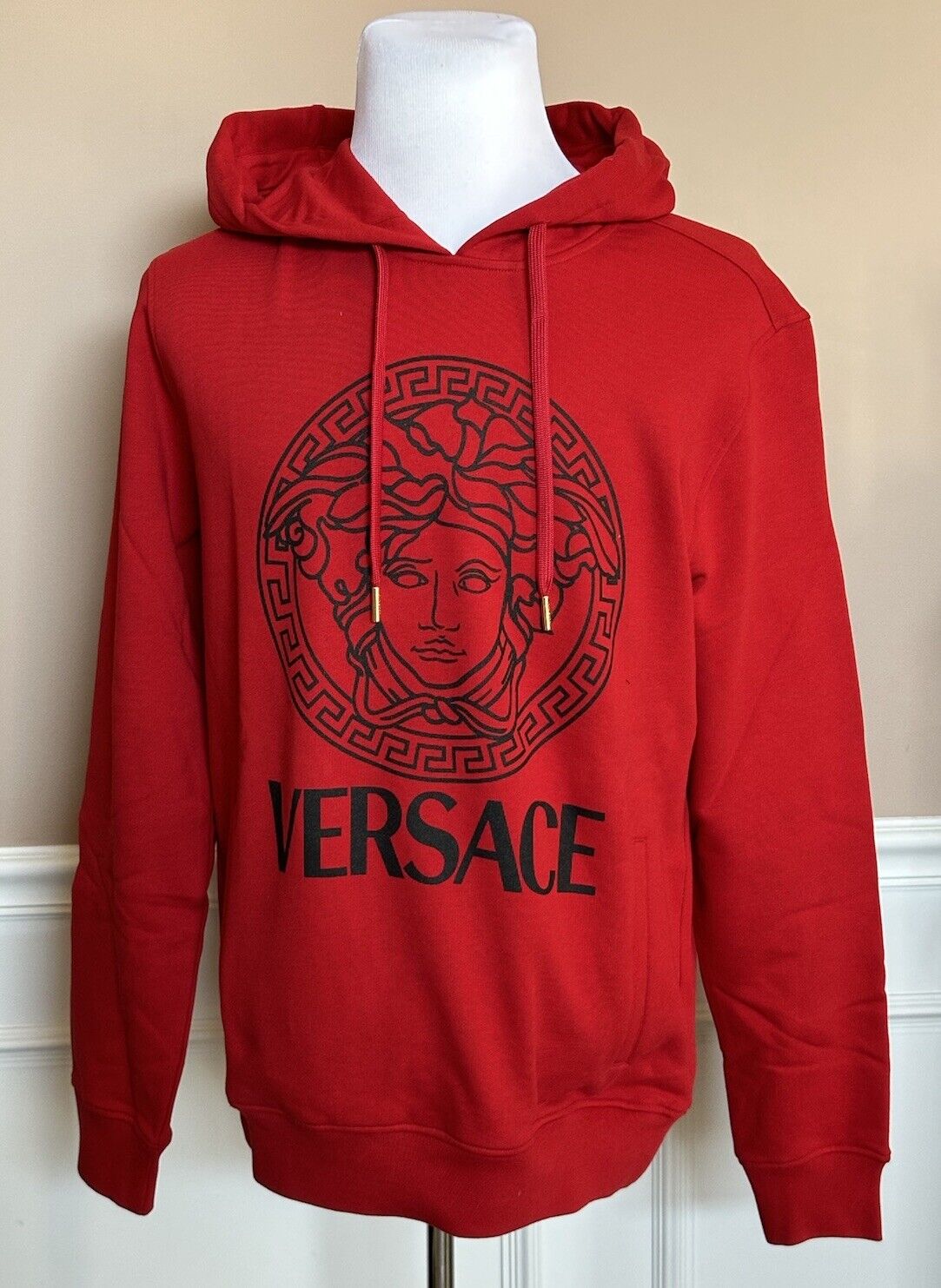 Versace Medusa Print Red Cotton Sweatshirt with Hoodie XL 1011853 NWT $900