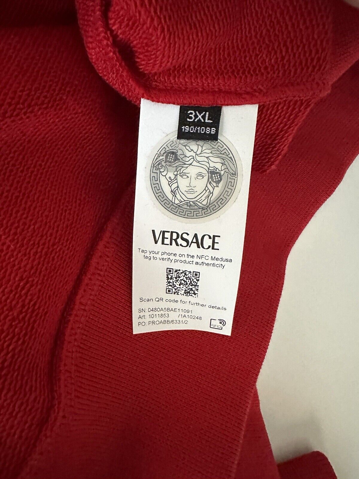 Versace Medusa Print Red Cotton Sweatshirt with Hoodie 3XL 1011853 NWT $900