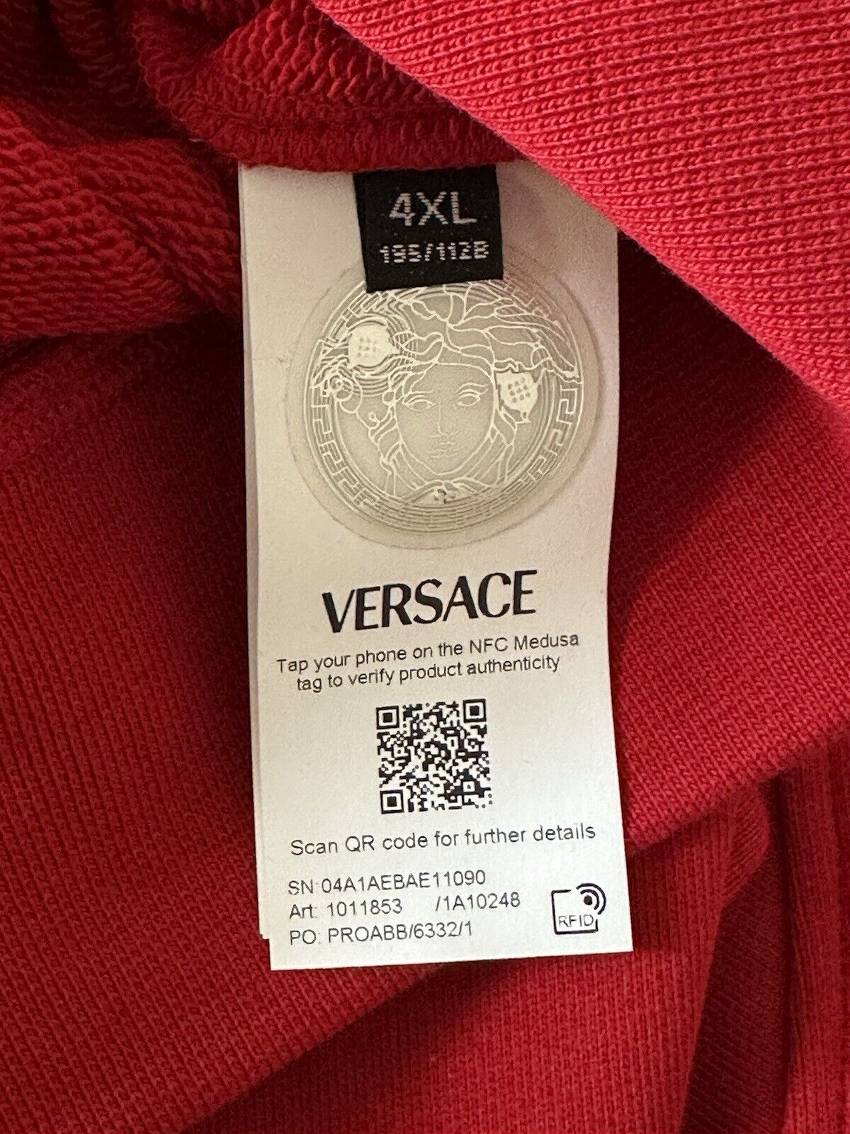 Versace Medusa Print Red Cotton Sweatshirt with Hoodie 4XL 1011853 NWT $900