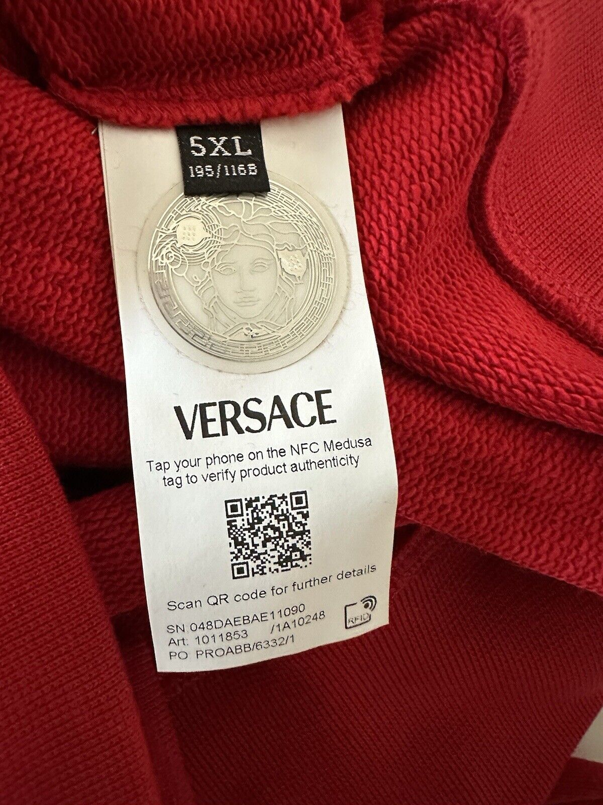 Versace Medusa Print Red Cotton Sweatshirt with Hoodie 5XL 1011853 NWT $900