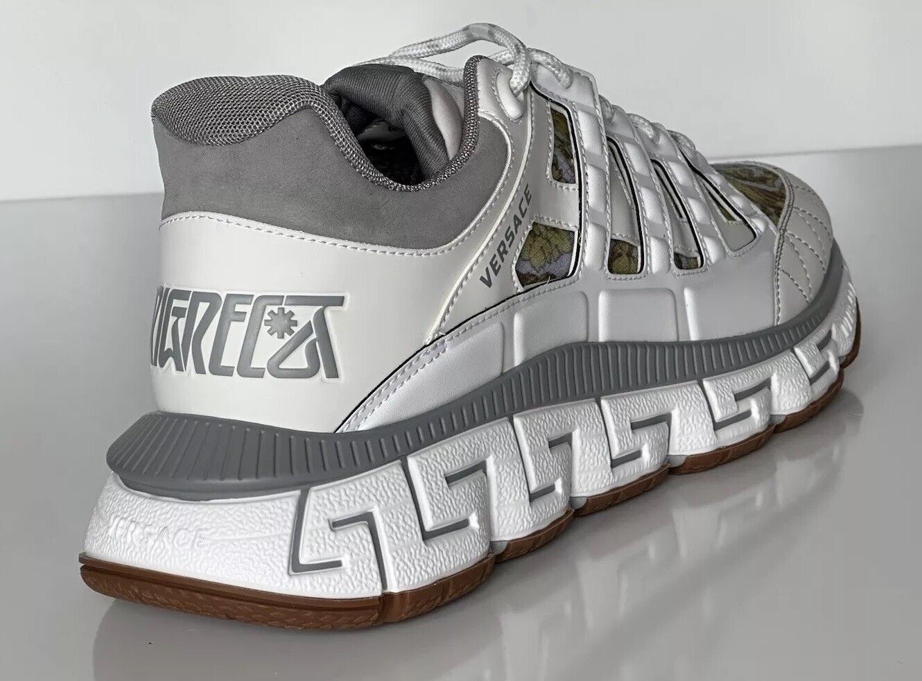 Versace Men's Trigreca Barocco Sneakers White 8 (41 Euro) IT DST539G NIB $990