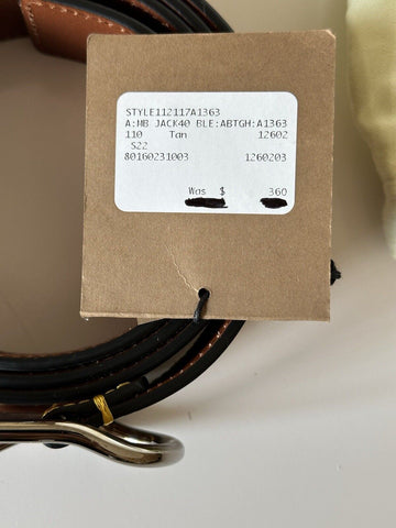 Burberry Curved Silver Buckle Leather Wide Tan Belt 44/110 8016023 IT New $360