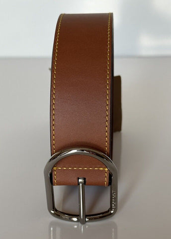 Burberry Curved Silver Buckle Leather Wide Tan Belt 44/110 8016023 IT New $360