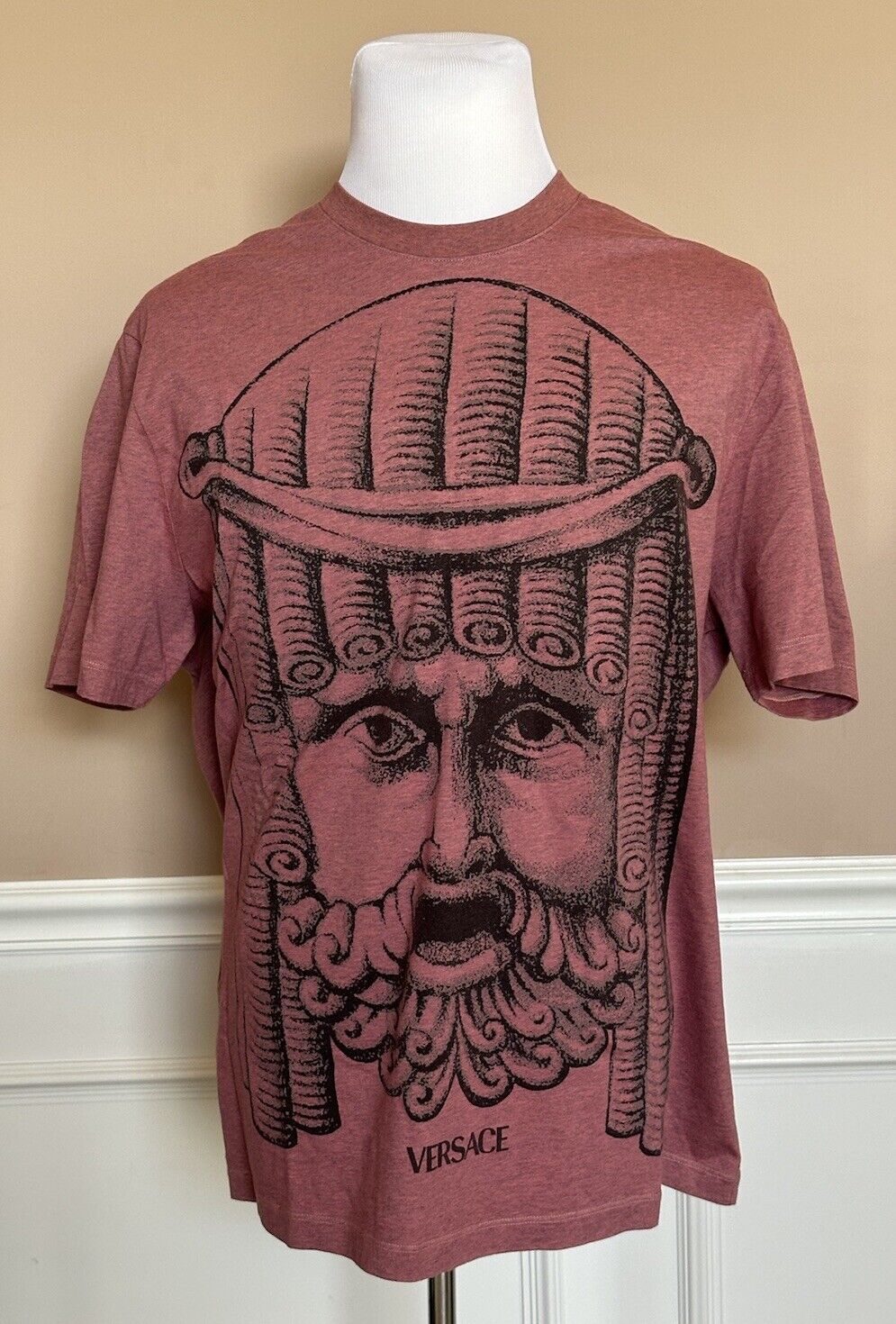 Versace Mask Print Mitchel Fit Cotton Jersey T-Shirt Red 2XL 1008357 IT NWT $825