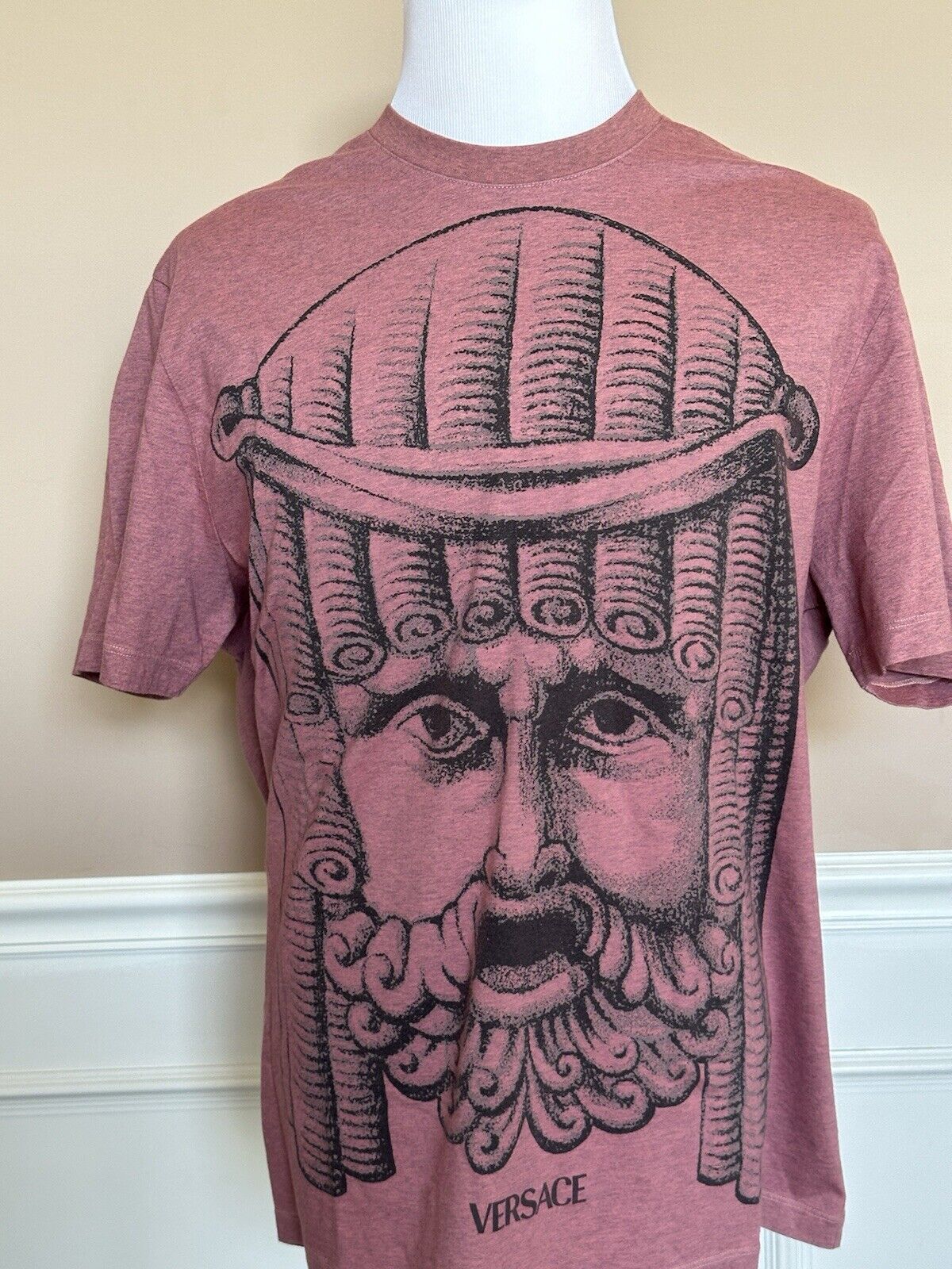 Versace Mask Print Mitchel Fit Cotton Jersey T-Shirt Red 2XL 1008357 IT NWT $825