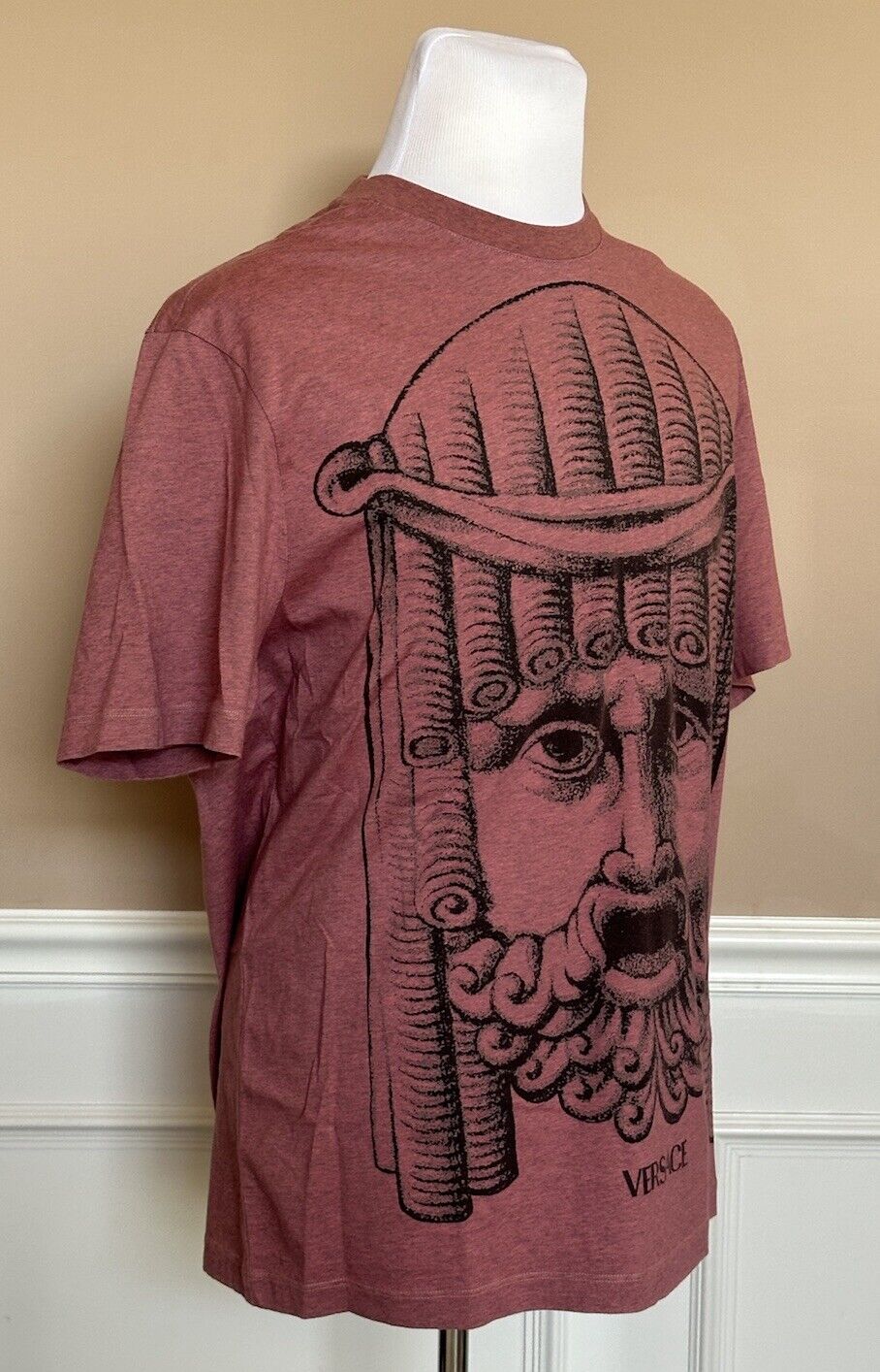 Versace Mask Print Mitchel Fit Cotton Jersey T-Shirt Red 2XL 1008357 IT NWT $825