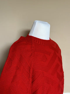 Versace Greca Knit Wool Sweater Red 52 (Large) Made in Italy 1008473 NWT $1175