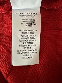 Versace Greca Knit Wool Sweater Red 52 (Large) Made in Italy 1008473 NWT $1175