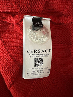Versace Greca Knit Wool Sweater Red 52 (Large) Made in Italy 1008473 NWT $1175