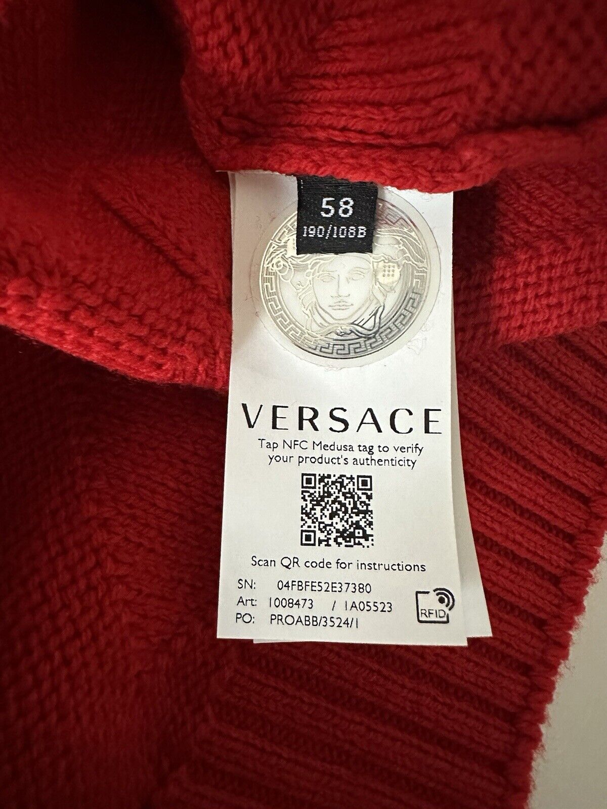 Versace Greca Knit Wool Sweater Red 58 (3XL) Made in Italy 1008473 NWT $1175