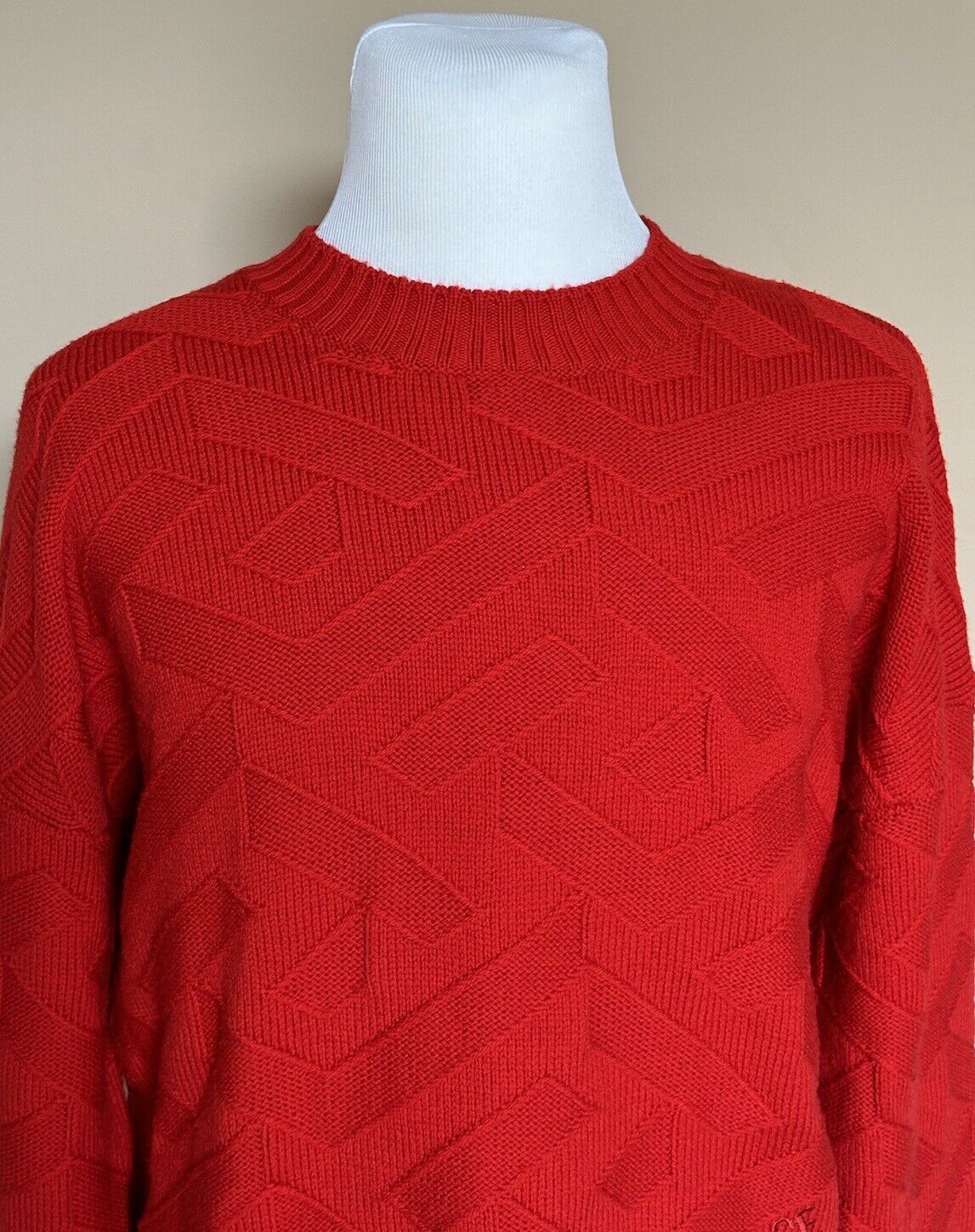 Versace Greca Knit Wool Sweater Red 58 (3XL) Made in Italy 1008473 NWT $1175