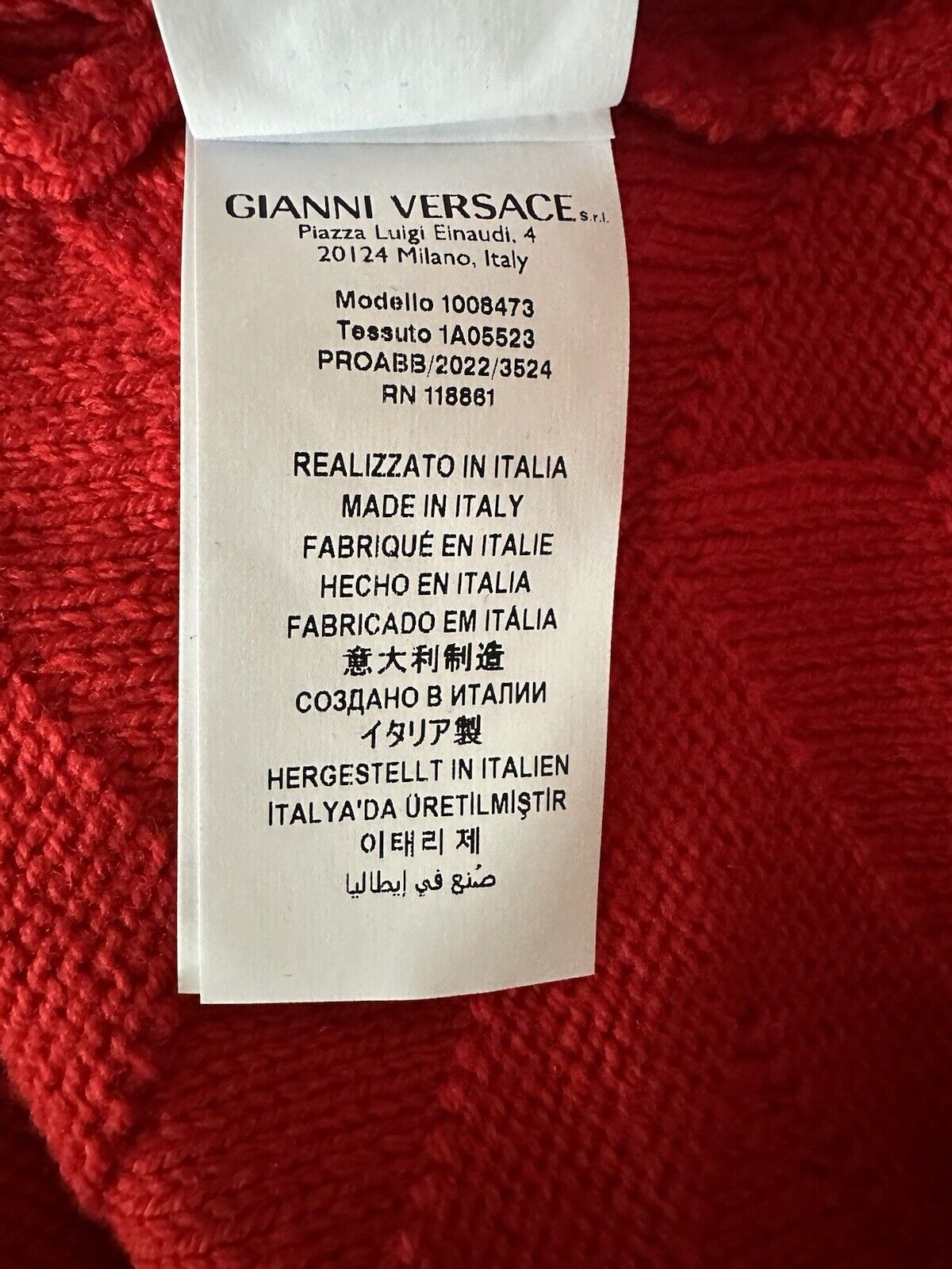 Versace Greca Knit Wool Sweater Red 58 (3XL) Made in Italy 1008473 NWT $1175