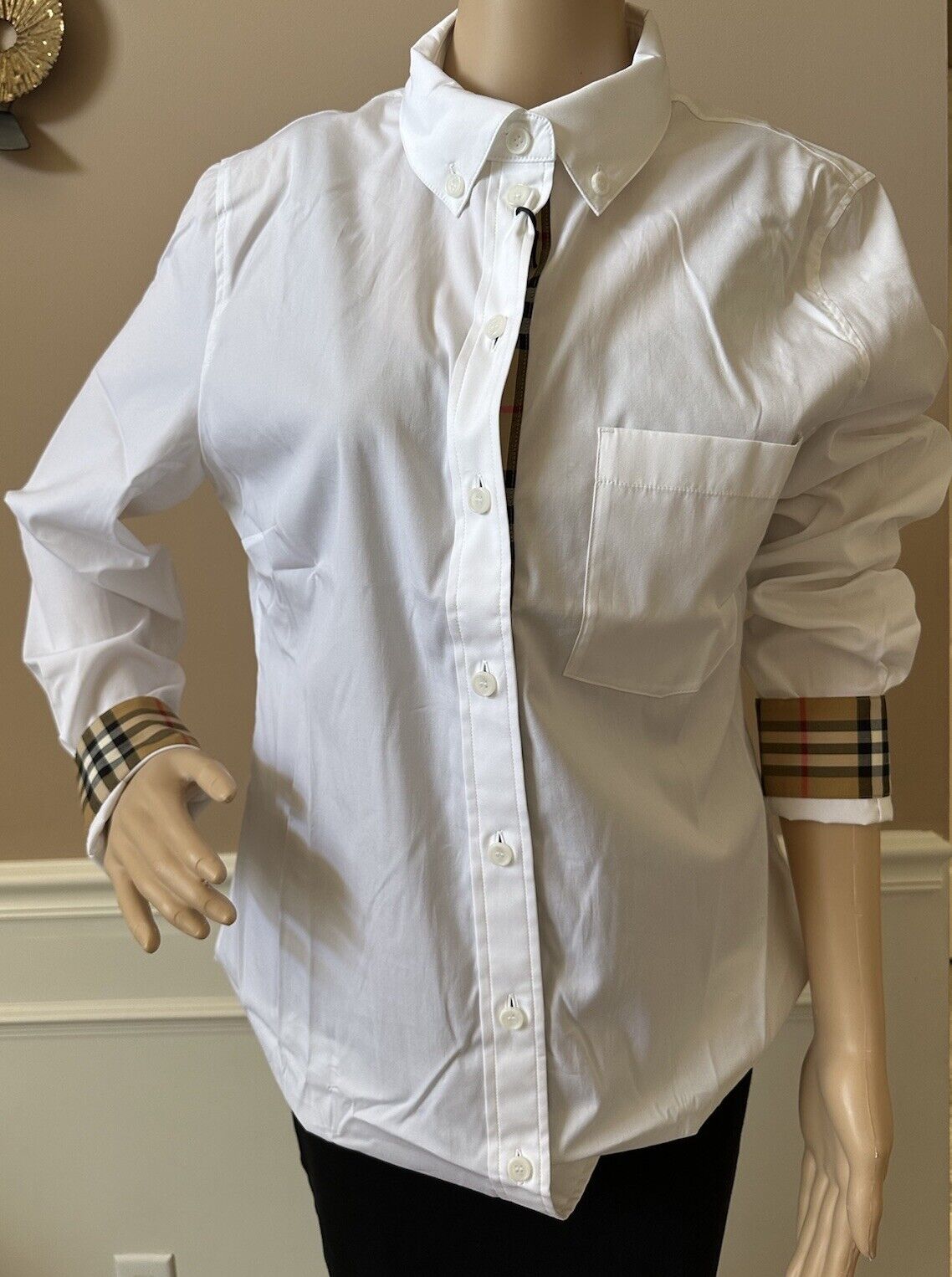 Burberry Women’s Optic White Cotton Button-Down Shirt 12 US IT 8073309 NWT $510