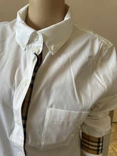 Burberry Women’s Optic White Cotton Button-Down Shirt 12 US IT 8073309 NWT $510