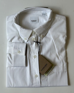 Burberry Women’s Optic White Cotton Button-Down Shirt 12 US IT 8073309 NWT $510