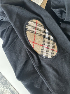 Burberry Dornoch Wool Black Elbow Patch Cardigan Sweater Small 8091030 NWT $860