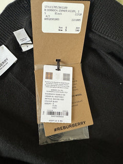 Burberry Dornoch Wool Black Elbow Patch Cardigan Sweater Small 8091030 NWT $860
