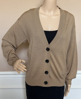 Burberry Dornoch Wool Camel Elbow Patch Cardigan Sweater Small 8091031 NWT $860