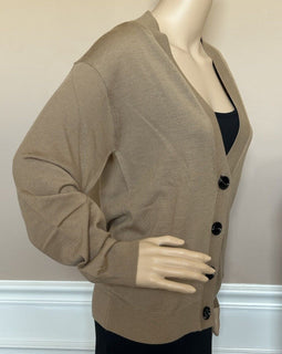 Burberry Dornoch Wool Camel Elbow Patch Cardigan Sweater Small 8091031 NWT $860
