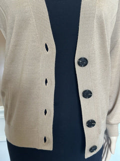 Burberry Dornoch Wool Camel Elbow Patch Cardigan Sweater Small 8091031 NWT $860