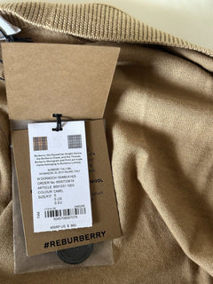 Burberry Dornoch Wool Camel Elbow Patch Cardigan Sweater Small 8091031 NWT $860