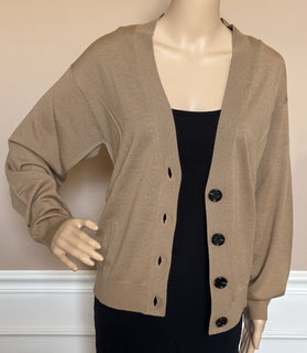 Burberry Dornoch Wool Camel Elbow Patch Cardigan Sweater Small 8091031 NWT $860