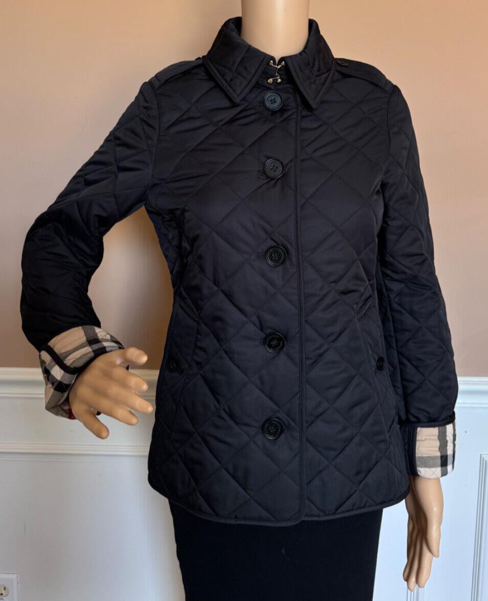 Burberry Frankby Women's Quilted Diamond Navy Jacket XS 8065874 NWT $960