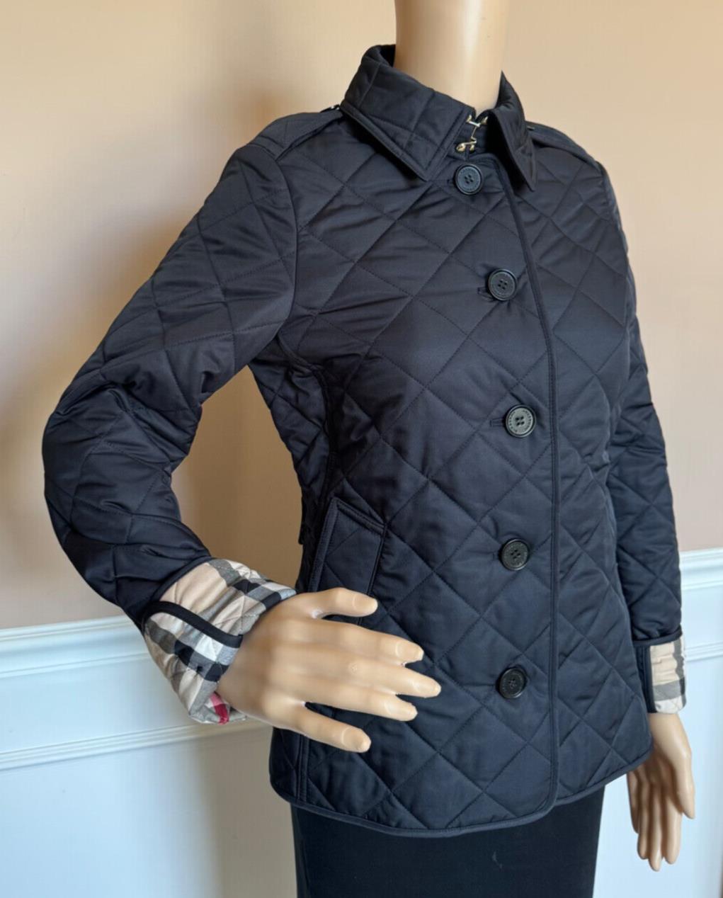 Burberry Frankby Women's Quilted Diamond Navy Jacket XS 8065874 NWT $960