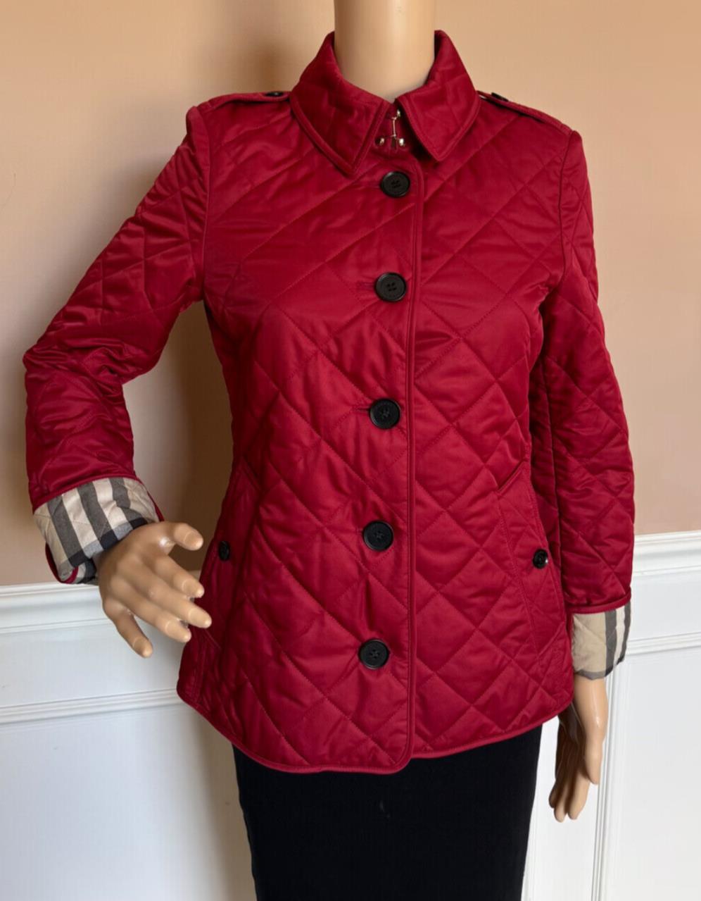 Burberry Frankby Women's Quilted Diamond Red Jacket XS 8055975 NWT $960