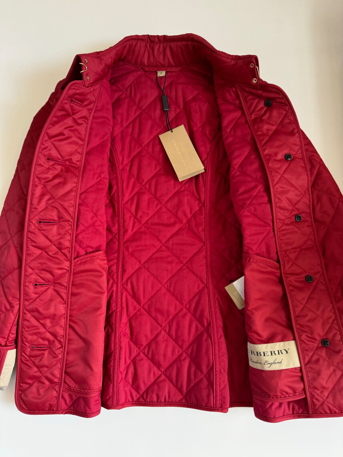 Burberry Frankby Women's Quilted Diamond Red Jacket XS 8055975 NWT $960