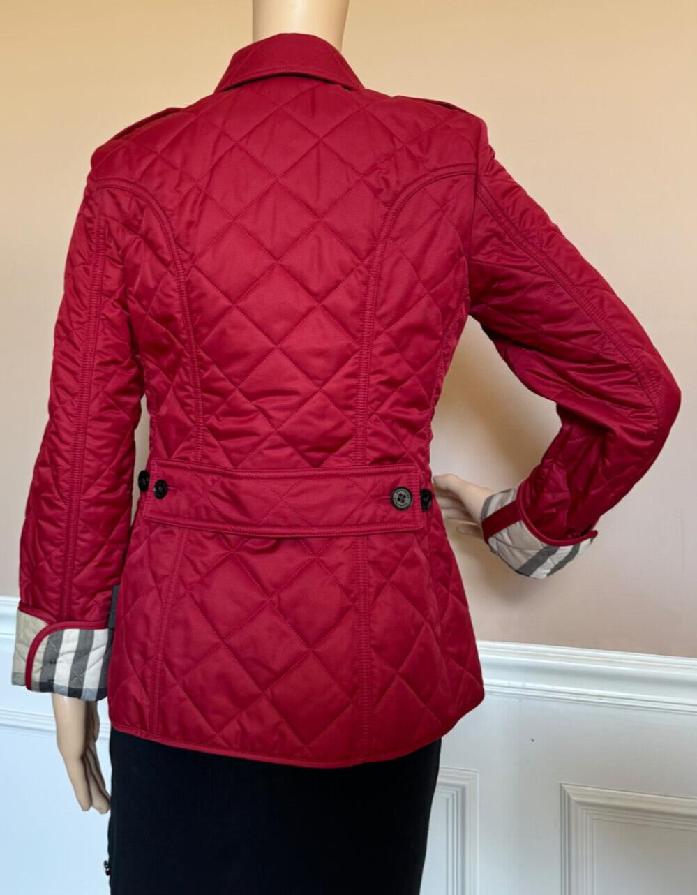 Burberry Frankby Women's Quilted Diamond Red Jacket XS 8055975 NWT $960