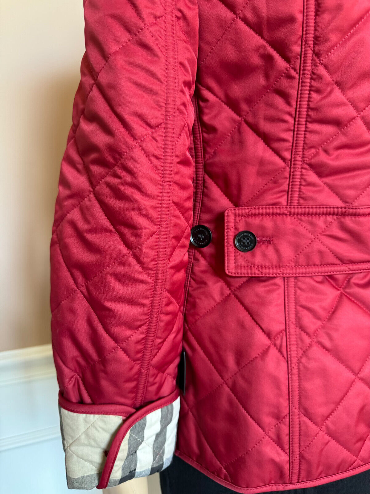 Burberry Frankby Women's Quilted Diamond Red Jacket XS 8055975 NWT $960