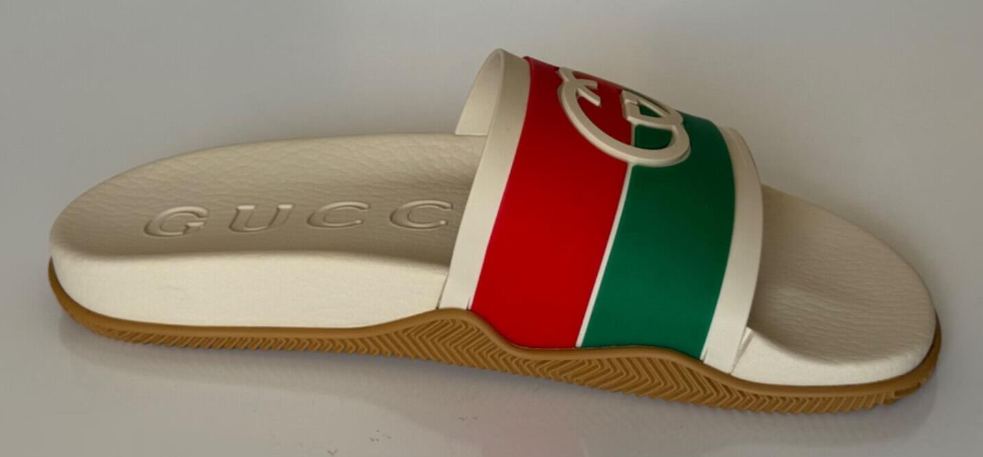 Gucci Women's Rubber GG Interlock White/Red/Green Sandals 9 US Gucci 655461 NIB