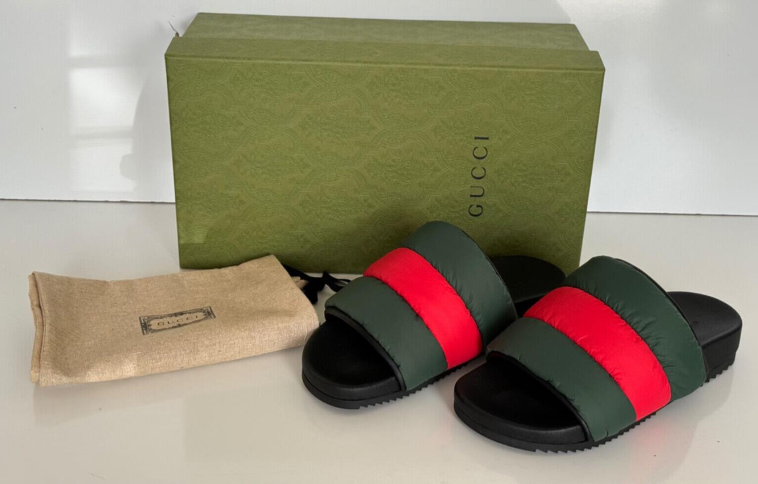 Gucci Women’s Rubber Slide Sandals Green/Black/Red 9 US (Gucci 39) 700320 IT NIB