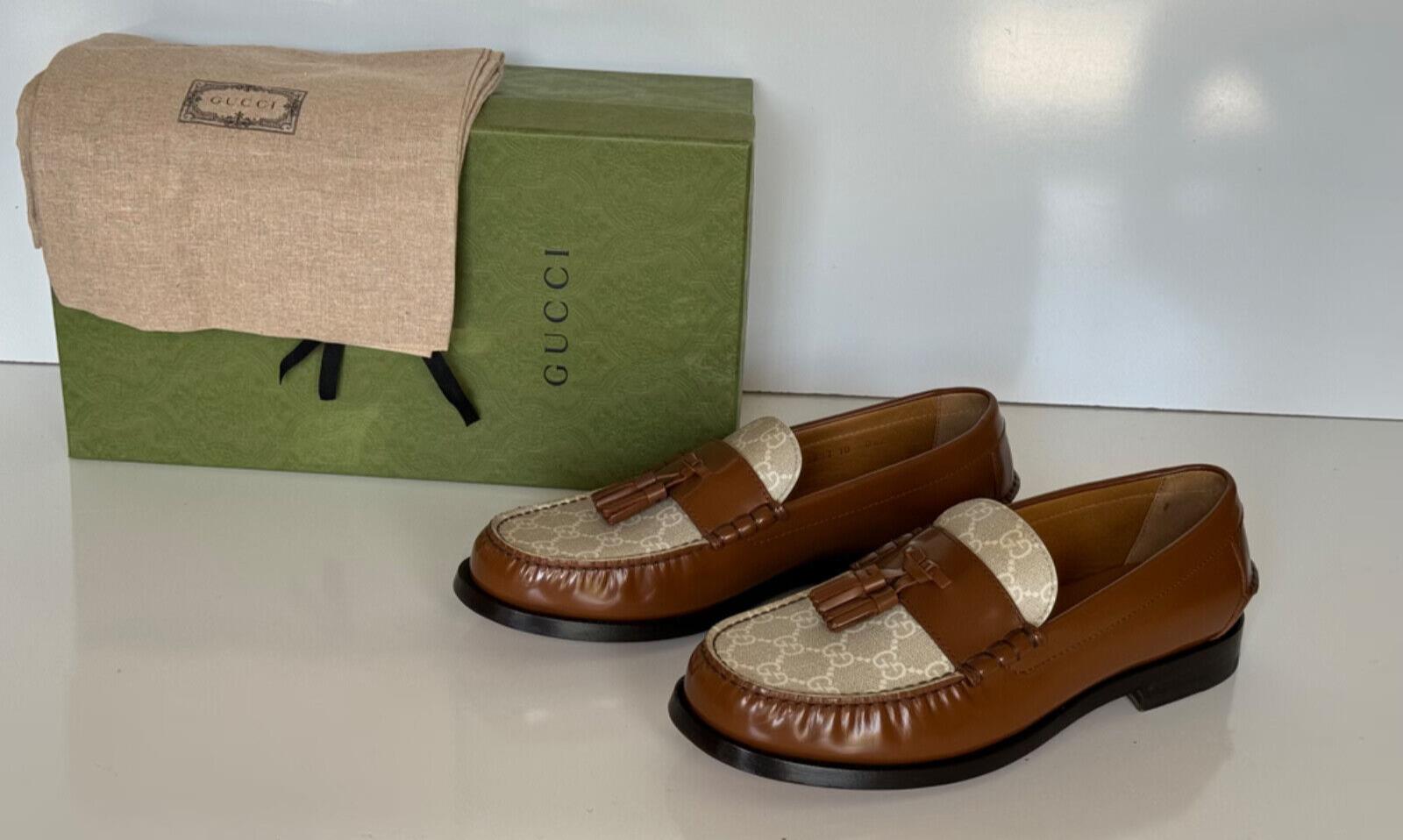 Gucci Men’s Tassel Moccasin Leather Monogram Shoes Brown 11 US (10 Gucci) 673817