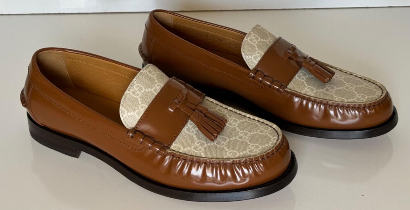 Gucci Men’s Tassel Moccasin Leather Monogram Shoes Brown 11 US (10 Gucci) 673817