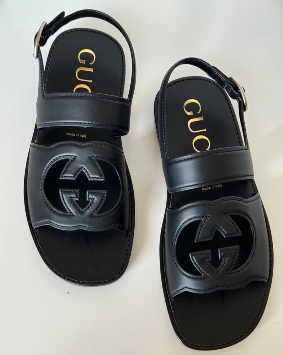 Gucci Men’s GG Black Leather Sandals 11.5 US (Gucci 11) IT 723627