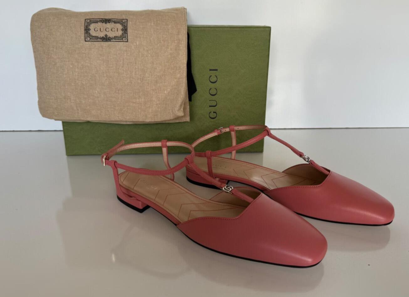 Gucci Women's GG Pink Ballet Flat Leather Sandals 9.5 US (39.5 Eu) IT 754136 NIB