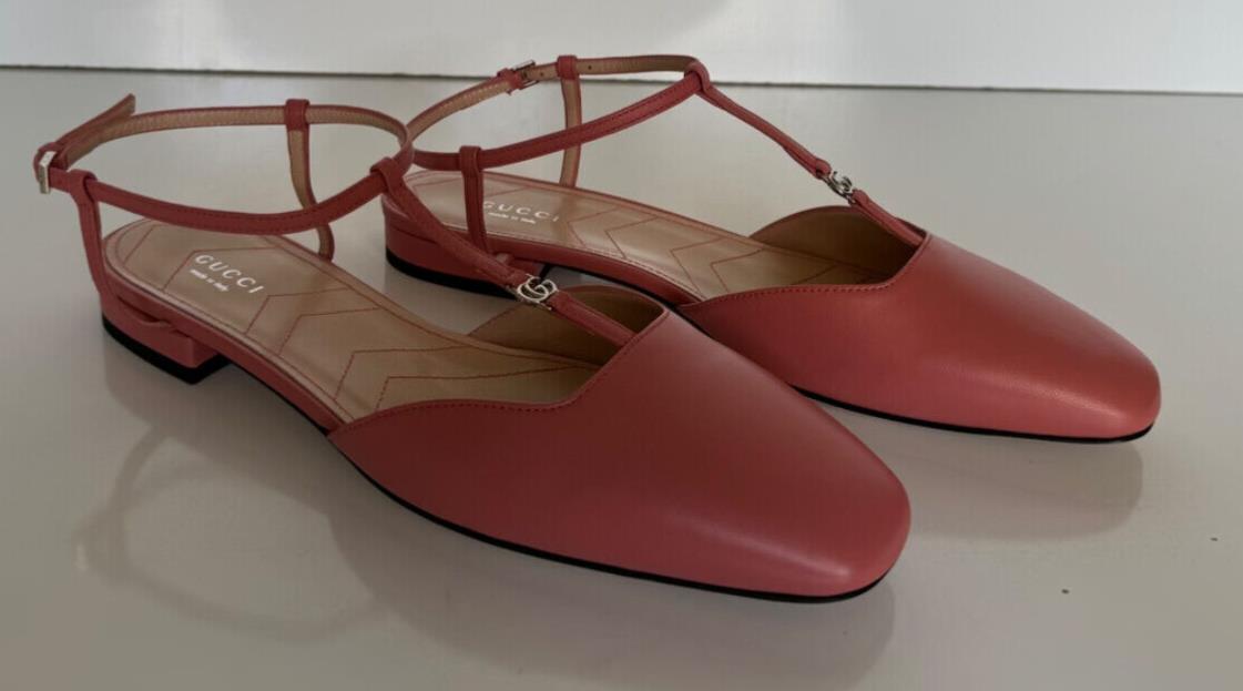Gucci Women's GG Pink Ballet Flat Leather Sandals 9.5 US (39.5 Eu) IT 754136 NIB