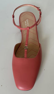 Gucci Women's GG Pink Ballet Flat Leather Sandals 9.5 US (39.5 Eu) IT 754136 NIB