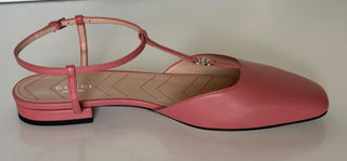 Gucci Women's GG Pink Ballet Flat Leather Sandals 9.5 US (39.5 Eu) IT 754136 NIB