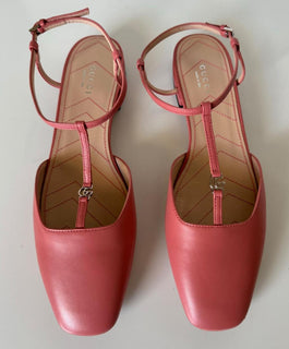 Gucci Women's GG Pink Ballet Flat Leather Sandals 9.5 US (39.5 Eu) IT 754136 NIB