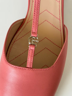 Gucci Women's GG Pink Ballet Flat Leather Sandals 9.5 US (39.5 Eu) IT 754136 NIB